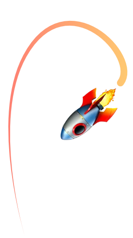 A sputtering rocket circling back
